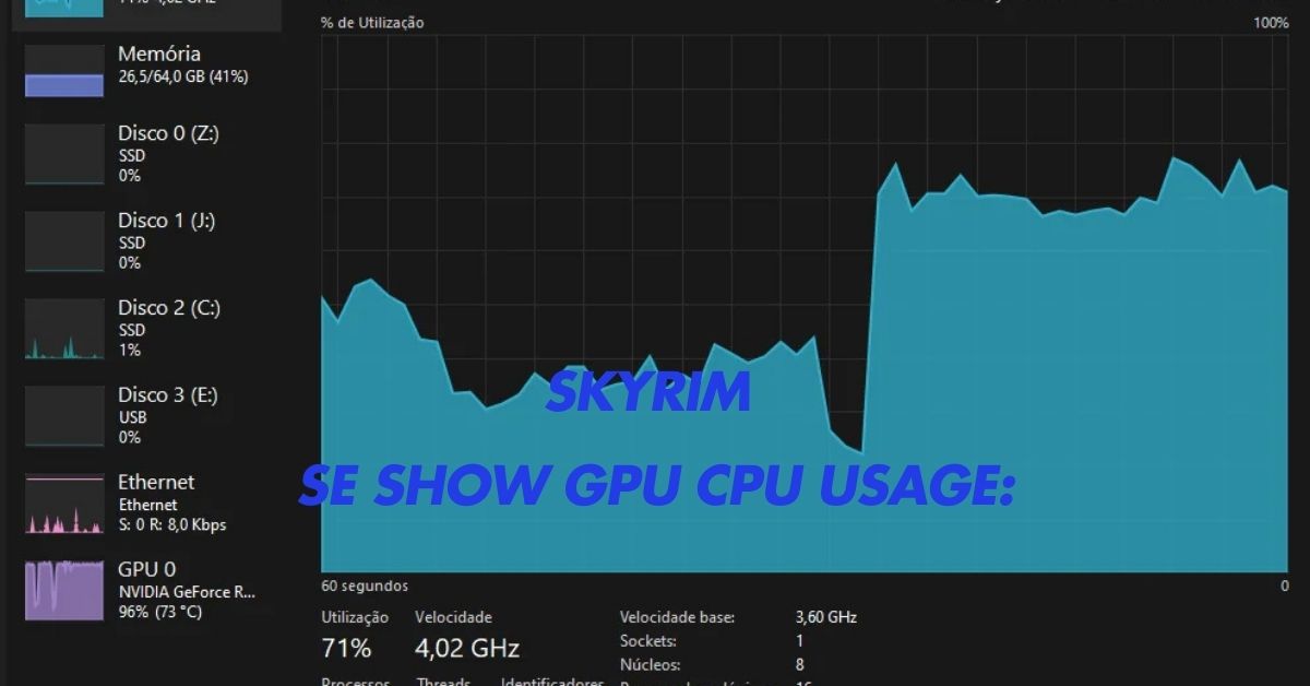 Skyrim SE Show GPU CPU usage: